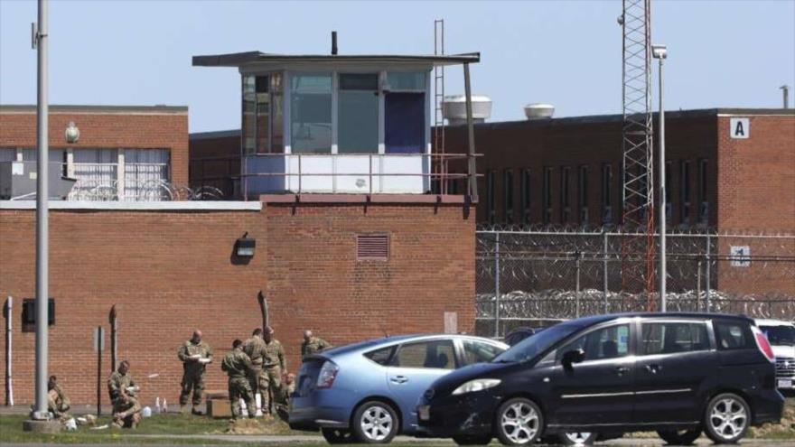 Miembros de la Guardia Nacional de Ohio, EE.UU., en la Institución Correccional de Marion, 20 de abril de 2020.