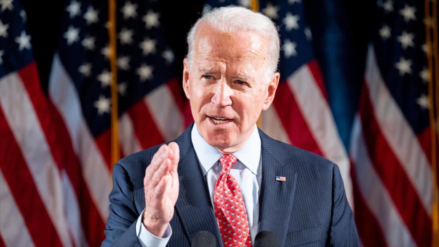 El aspirante demócrata a la Casa Blanca Joe Biden durante un mitin electoral, 17 de marzo de 2020. 
