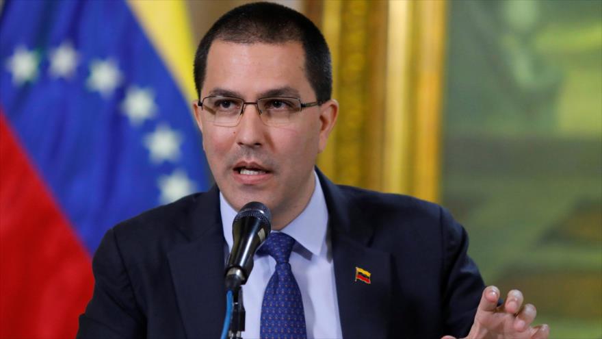 El canciller de Venezuela, Jorge Arreaza, en un acto oficial en Caracas, la capital.