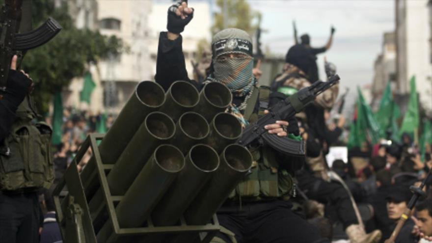 Desfile del brazo armado del Movimiento de Resistencia Islámica de Palestina (HAMAS) en la Franja de Gaza.