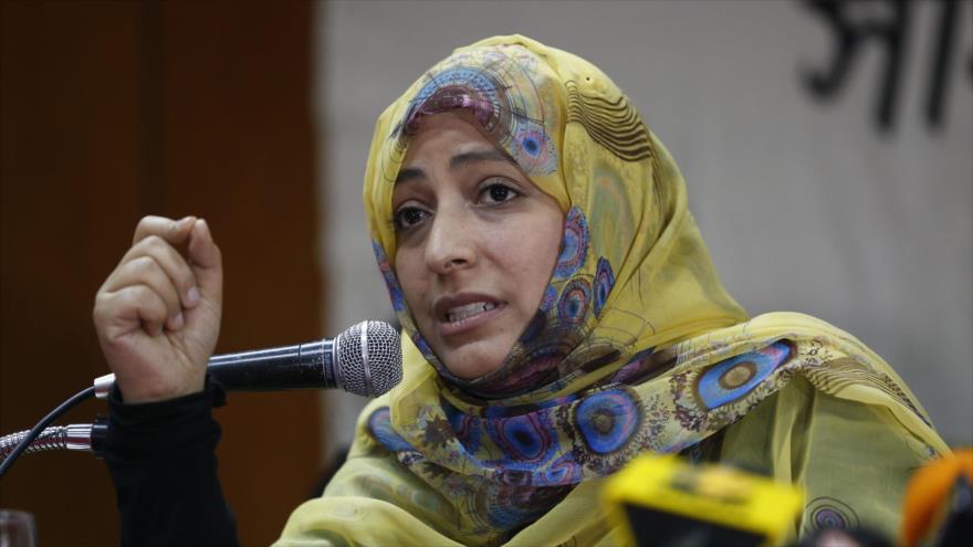 Activista yemení, la ganadora del Premio Nobel de la Paz, Tawakkul Karman.