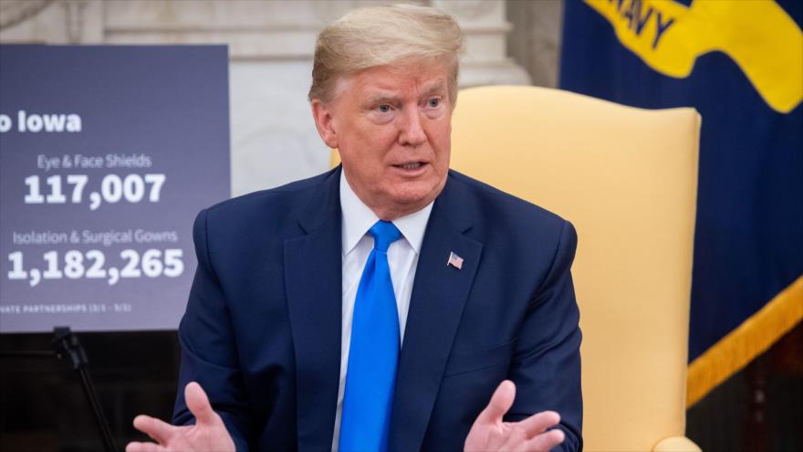 Presidente estadounidense, Donald Trump, en una reunión realizada en la Casa Blanca, Washington (la capital), 6 de mayo de 2020. (Foto: AFP)