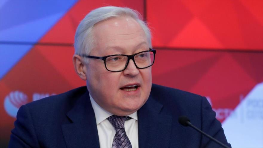 El vicecanciller ruso, Serguéi Riabkov, en una rueda de prensa en Moscú (capital), 7 de febrero de 2019. (Foto: Reuters)