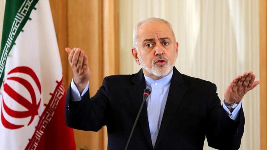 El canciller iraní, Mohamad Yavad Zarif, en una rueda de prensa en Teherán, la capital persa.