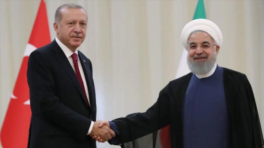 Los presidentes de Irán y Turquía, Hasan Rohani (dcha.) y Recep Tayyip Erdogan, respectivamente, reunidos en Teherán, septiembre de 2018.