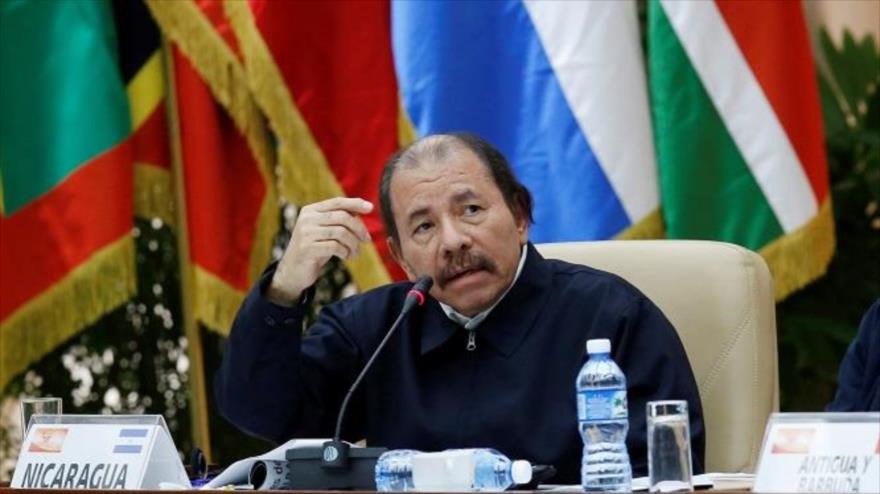 El presidente de Nicaragua, Daniel Ortega, habla en una cumbre de ALBA, La Habana, capital cubana, 14 de diciembre de 2018.