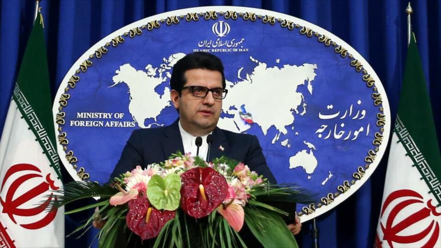 El portavoz del Ministerio de Relaciones Exteriores de Irán, Seyed Abás Musavi, en una conferencia de prensa en Teherán, la capital.