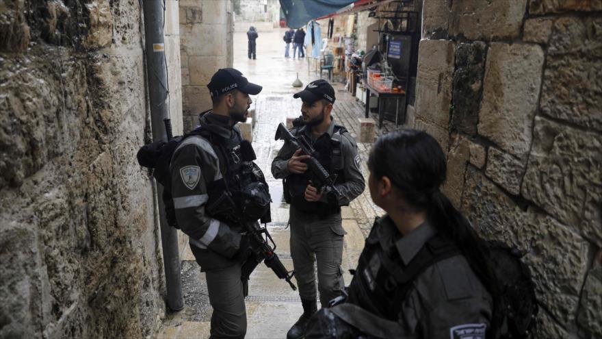 Fuerzas israelíes cerca de la Puerta de los Leones, Ciudad Vieja de Al-Quds (Jerusalén), 22 de febrero de 2020. (Foto: AFP)