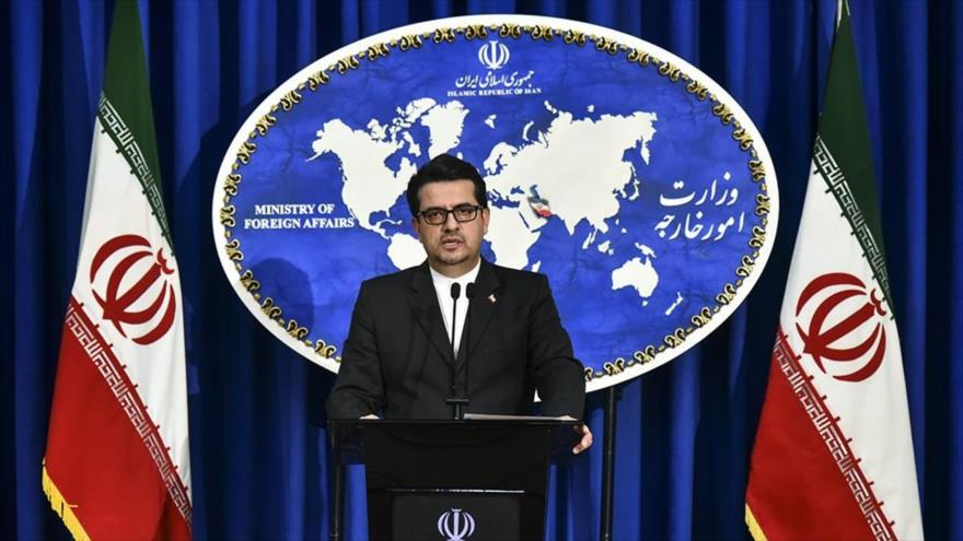 Seyed Abás Musavi, portavoz de la Cancillería de Irán, ofrece una rueda de prensa en Teherán, capital, 18 de mayo de 2020. (Foto: Fars News)