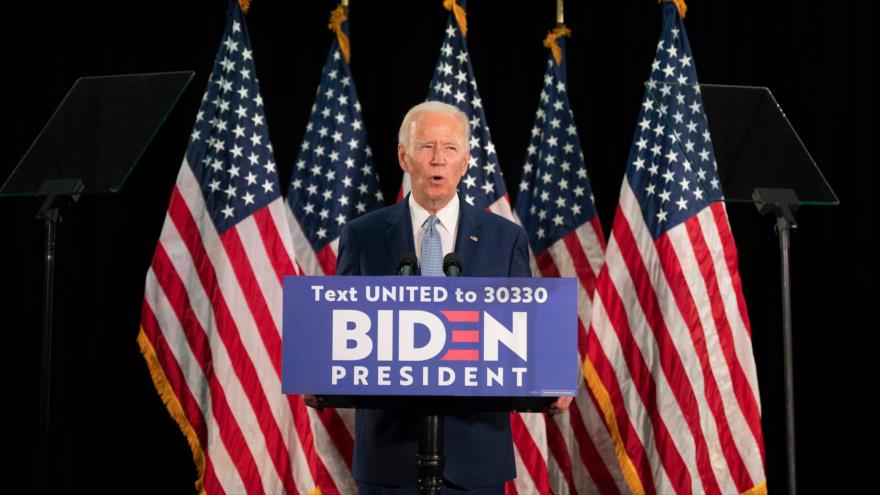 El aspirante a la Presidencia estadounidense, Joe Biden, habla en la Universidad de Delaware, ciudad de Newark, 5 de junio de 2020. (Foto: AFP)