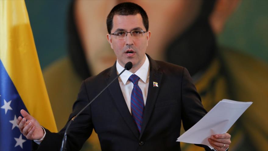 El canciller de Venezuela, Jorge Arreaza, en una conferencia de prensa en Caracas, la capital, 6 de agosto de 2019. (Foto: Reuters)