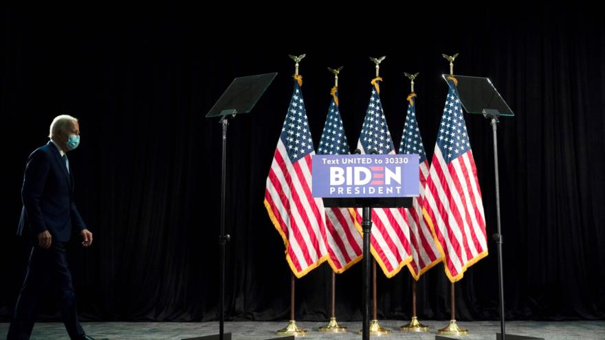 El presunto candidato presidencial demócrata Joe Biden habla en la Universidad Estatal de Delaware en Dover, Delaware, 5 de junio de 2020. (Foto: AFP)