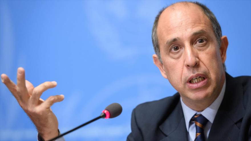 El relator especial de la ONU sobre la situación de los derechos humanos en Corea del Norte, Tomás Ojea Quintana, habla con la prensa en Ginebre, 9 de marzo de 2020. (Foto: AFP)