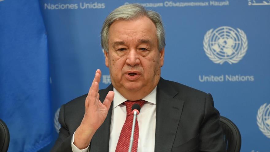 El Secretario General de las Naciones Unidas, Antonio Guterres, durante una conferencia de prensa, 4 de febrero de 2020. (Foto: AFP)