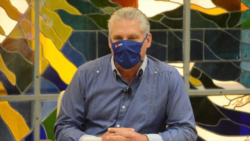 El presidente de Cuba, Miguel Díaz-Canel, en el programa televisivo Mesa Redonda, 11 de junio de 2020.