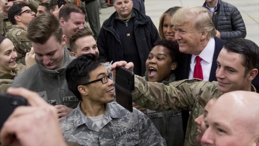 Visita del presidente de EE.UU., Donald Trump, a la base alemana de Ramstein, diciembre de 2018.