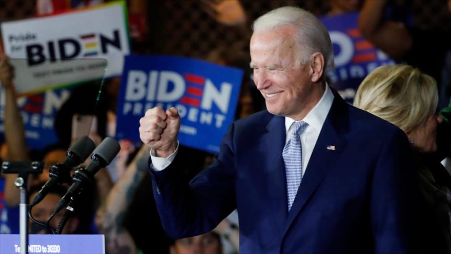 Joe Biden, candidato demócrata a las elecciones presidenciales de 2020 en EE.UU., durante un mitin de campaña electoral.