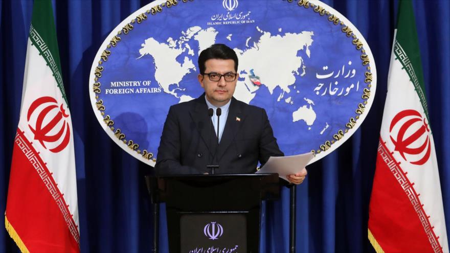 El portavoz de la Cancillería de Irán, Seyed Abás Musavi, en una rueda de prensa en Teherán, 15 de junio de 2020. (Foto: mfa.ir)