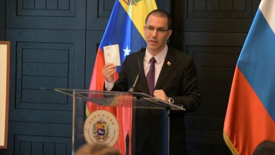 El canciller de Venezuela, Jorge Arreaza, en una reunión en Rusia, 24 de junio de 2020.