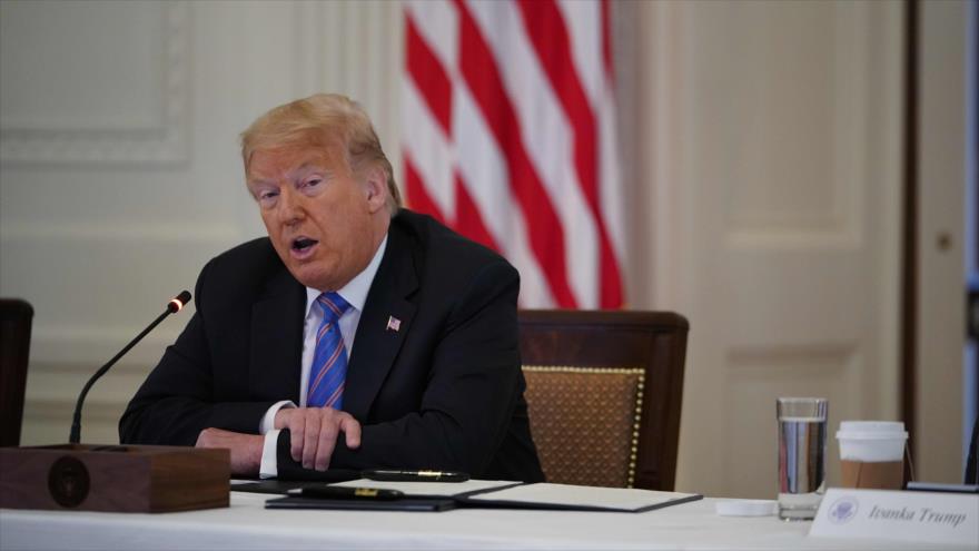 El presidente de EE.UU., Donald Trump, durante una reunión en Washington D.C., 26 de junio de 2020. (Foto: AFP)