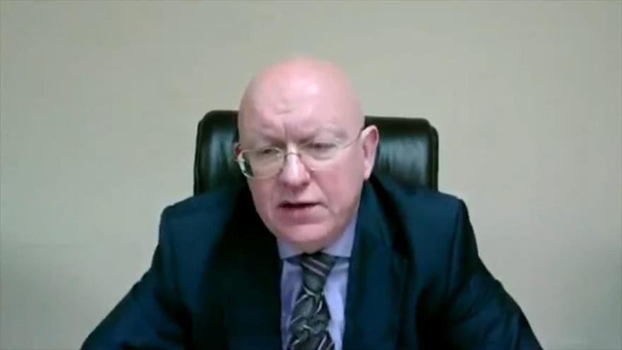 El representante permanente de Rusia ante la Organización de las Naciones Unidas (ONU), Vasili Nebenzia, 30 de junio de 2020.