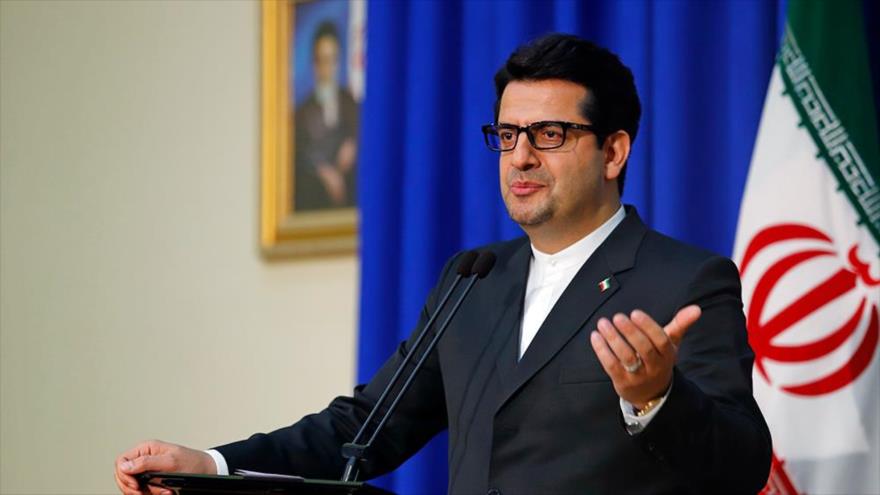 El portavoz de la Cancillería de Irán, Seyed Abás Musavi, en una conferencia de prensa en Teherán, la capital.