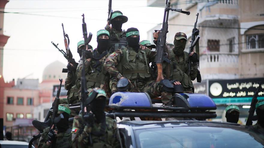 Integrantes de las Brigadas Ezzedin Al-Qassam, brazo armado de HAMAS, Franja de Gaza, 25 de julio de 2019.