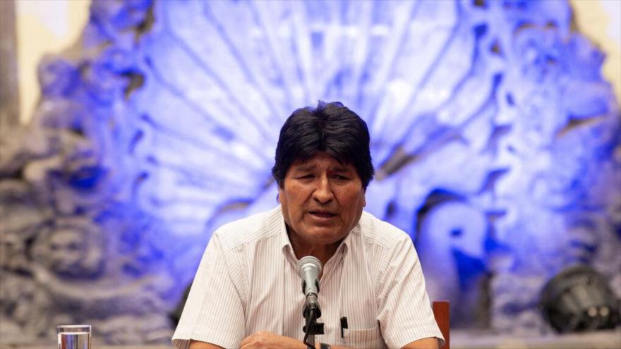 El depuesto mandatario boliviano, Evo Morales, en su primera conferencia de prensa en México, noviembre de 2019. (Fuente: Europa Press)