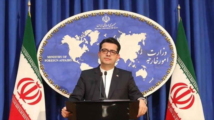 El portavoz de la Cancillería iraní, Seyed Abás Musavi, durante una rueda de prensa.