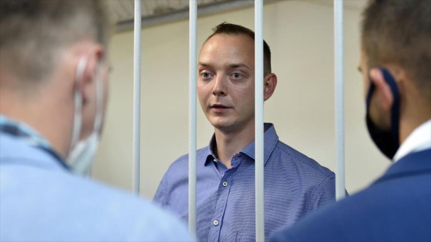 Ivan Safronov, asesor del director general de la corporación estatal rusa Roscosmos, en una cárcel en Moscú (capital), 7 de julio de 2020.