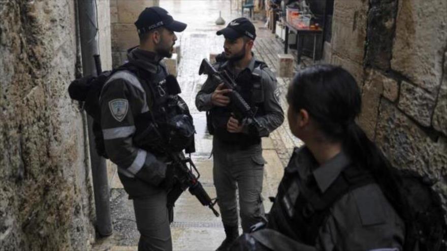 Fuerzas israelíes cerca de la Puerta de los Leones, Ciudad Vieja de Al-Quds (Jerusalén), 22 de febrero de 2020. (Foto: AFP)
