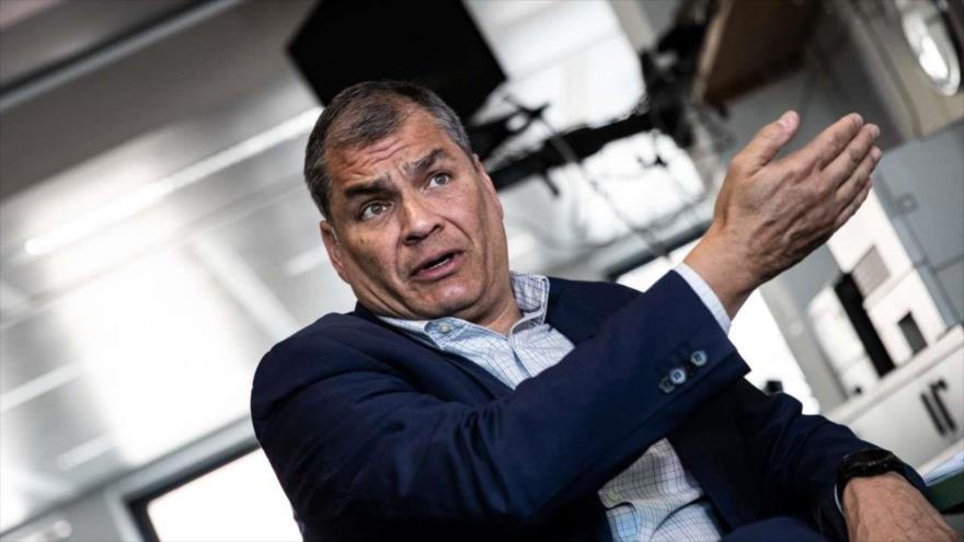 El expresidente de Ecuador Rafael Correa durante una entrevista, 11 de abril de 2019. (Foto: AFP)