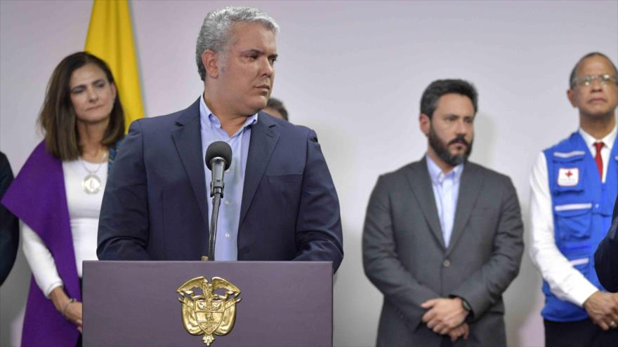 El presidente colombiano, Iván Duque, durante una conferencia de prensa sobre la COVID-19, en Bogotá, 6 de marzo de 2020. (FOTO: AFP)