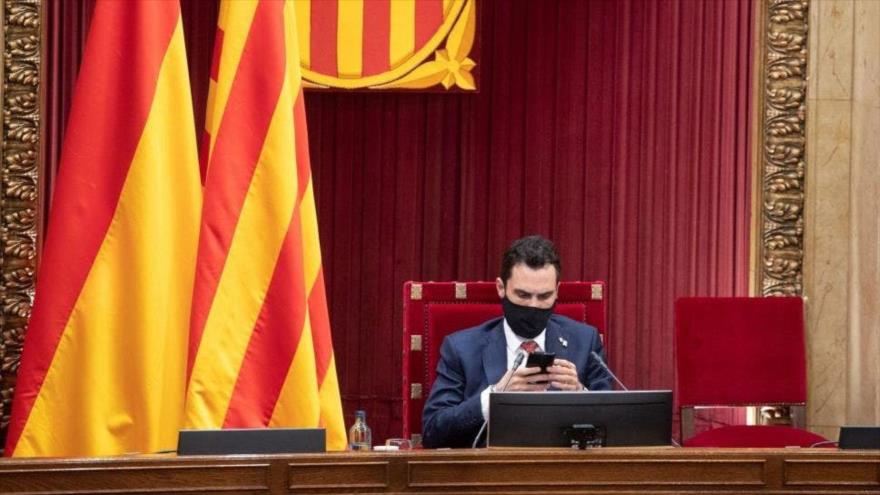 El presidente del Parlamento catalán, Roger Torrent, durante el pleno de la Cámara del 21 de julio de 2020.