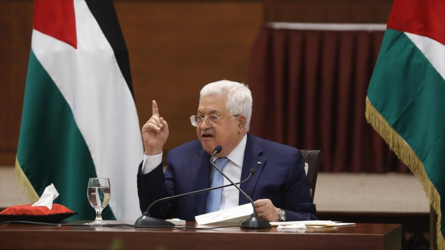 El presidente palestino, Mahmud Abás, durante una reunión en la ciudad cisjordana de Ramalá, 19 de mayo de 2020. (Foto: AFP)