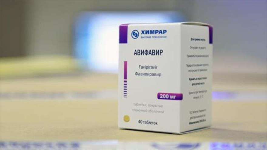 Paquete de Avifavir, fármaco ruso contra la COVID-19.