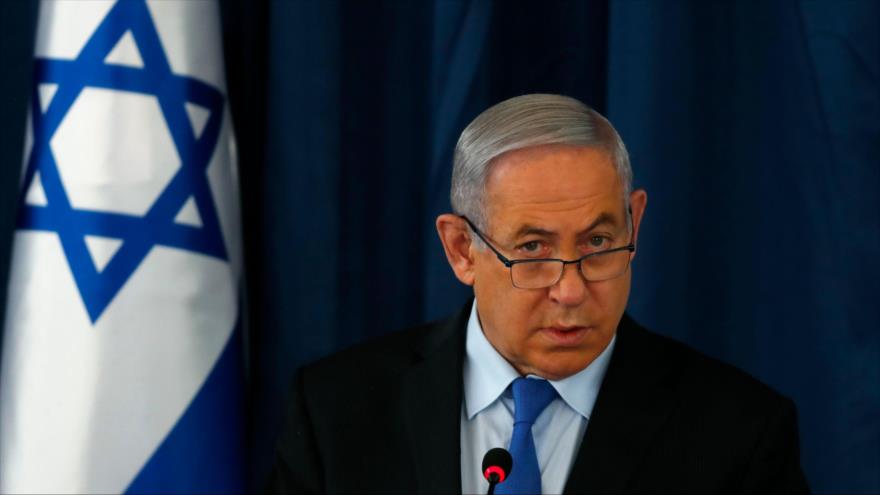 El premier israelí, Benjamín Netanyahu, ofrece un discurso en Al-Quds (Jerusalén), 28 de junio de 2020. (Foto: AFP)