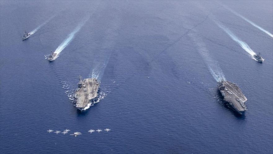 Portaaviones estadounidenses en el mar de la China Meridional.