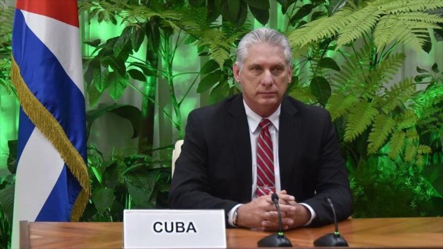 El presidente de Cuba, Miguel Díaz-Canel, en una reunión.