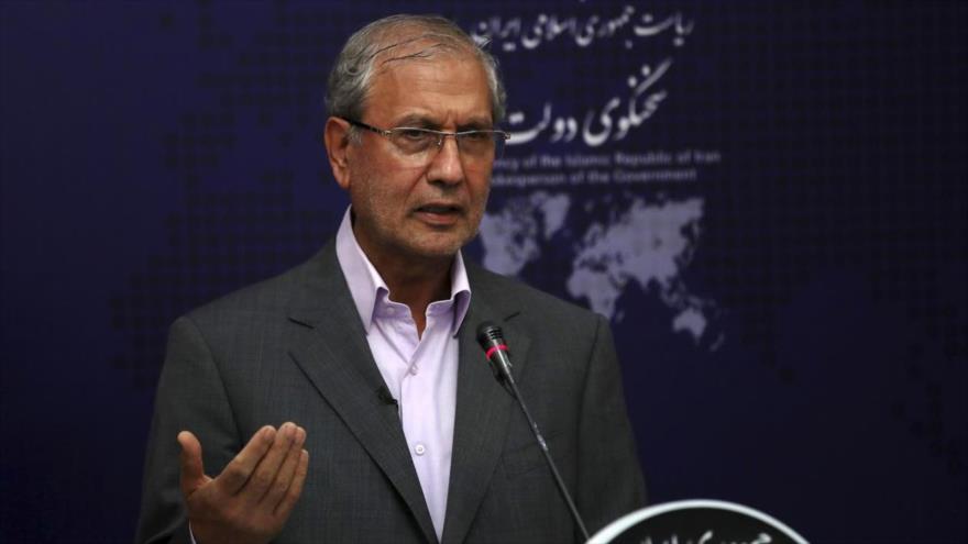 El portavoz del Gobierno de Irán, Ali Rabiei, durante una conferencia de prensa en Teherán, la capital.