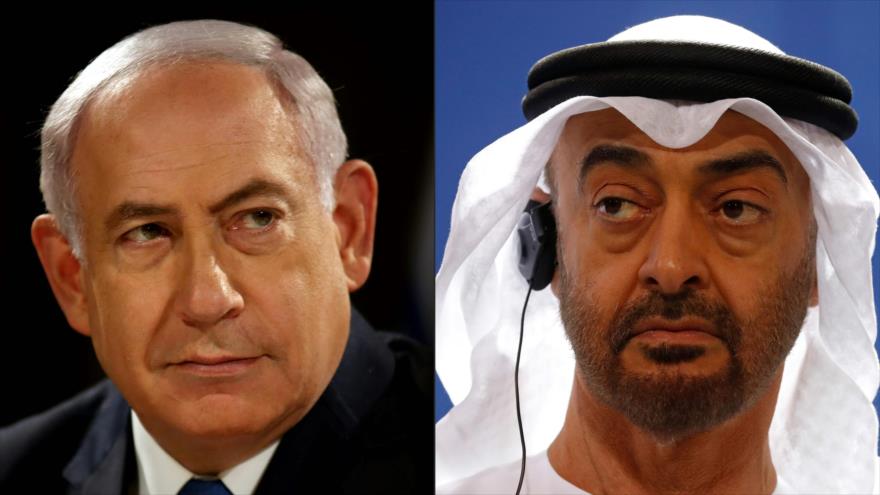 El príncipe heredero de los Emiratos Árabes Unidos (EAU), Muhamad bin Zayed Al-Nahyan (dcha.), y el premier israelí, Benjamín Netanyahu. (Foto: AFP)
