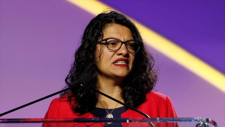 La congresista demócrata estadounidense Rashida Tlaib, 22 de Julio de 2019 Detroit, EE.UU.