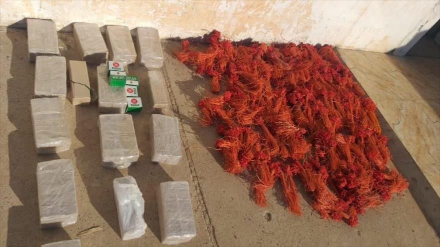 Explosivos incautados por las fuerzas de seguridad iraquíes a los terroristas cerca de la frontera siria, 13 de agosto de 2020.