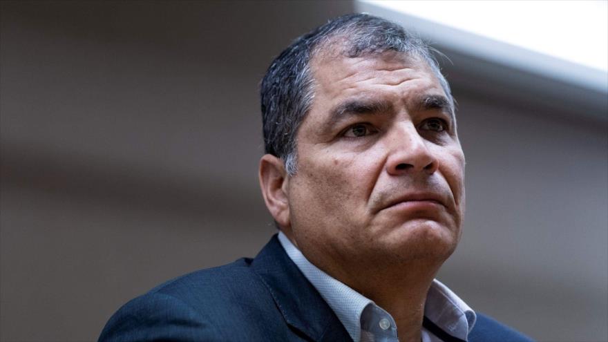  El expresidente ecuatoriano Rafael Correa en una rueda de prensa en Bruselas (capital belga), 9 de octubre de 2019. (Foto: AFP)