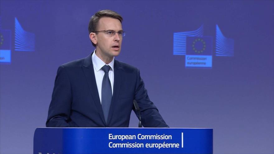 El portavoz de Asuntos Exteriores y Política de Seguridad de la UE, Peter Stano, ofrece una rueda de prensa.