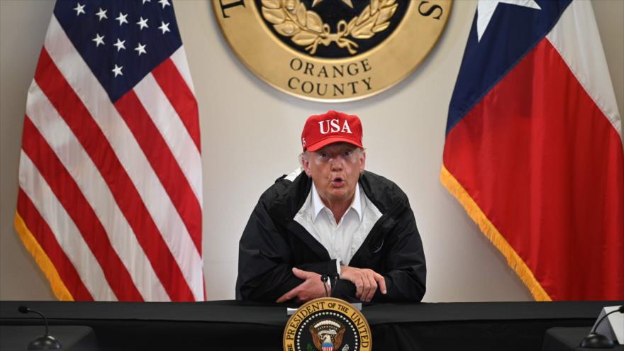 El presidente de EE.UU., Donald Trump, en una sesión informativa en Texas, 29 de agosto de 2020. (Foto: AFP)