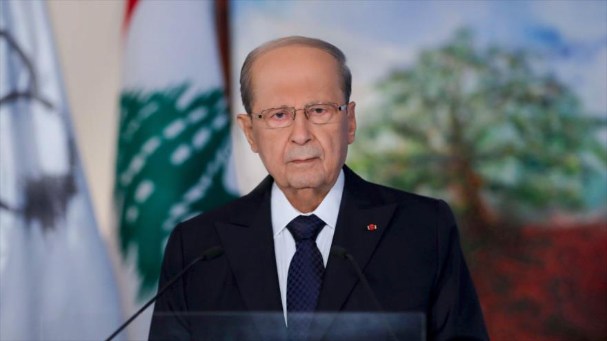 El presidente libanés, Michel Aoun, ofrece un discurso en Beirut, la capital, 30 de agosto de 2020. (Foto: AFP)