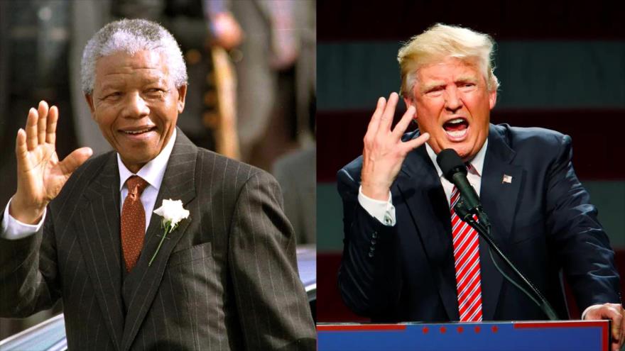 El presidente de EE.UU., Donald Trump (dcha.), y el fallecido líder anti-apartheid sudafricano, Nelson Mandela.