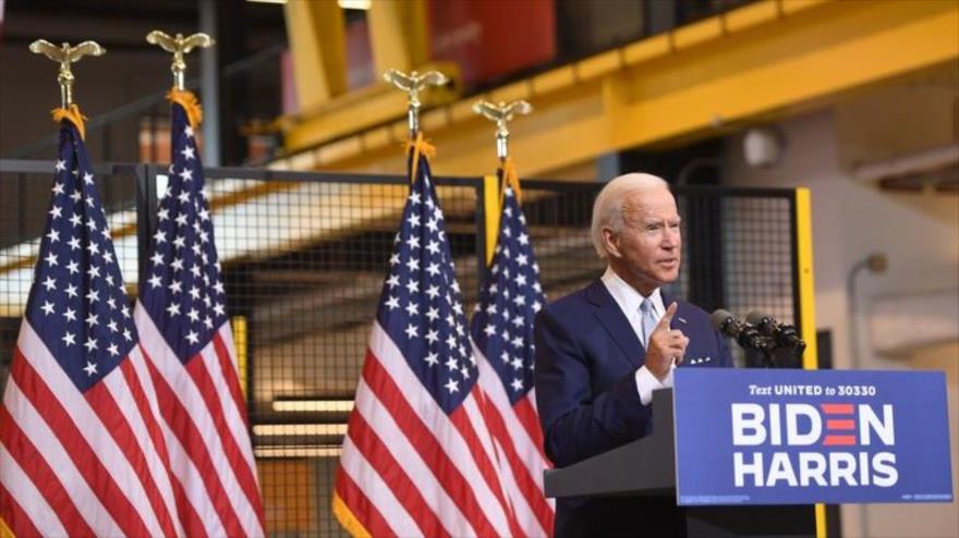 Candidato presidencial demócrata de EE.UU., Joe Biden, ofrece un discurso en la Universidad Carnegie Mellon, Pittsburgh, 31 de agosto de 2020. (Foto: AFP)