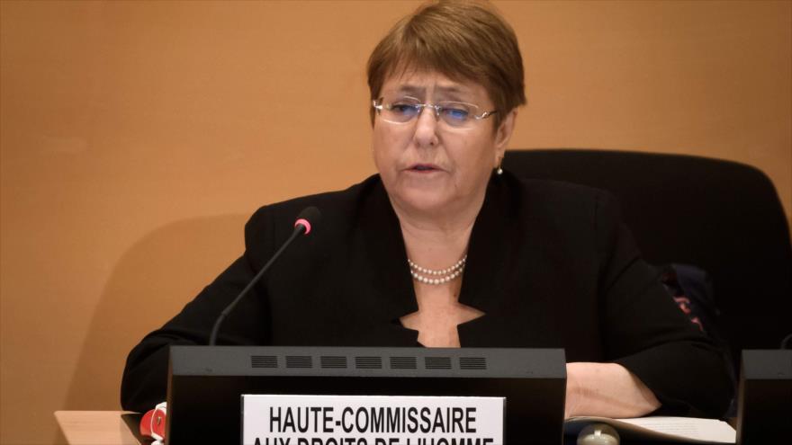 La alta comisionada de las Naciones Unidas para los Derechos Humanos, Michelle Bachelet, en un acto en Ginebra, 17 de junio de 2020. (Foto: AFP)
